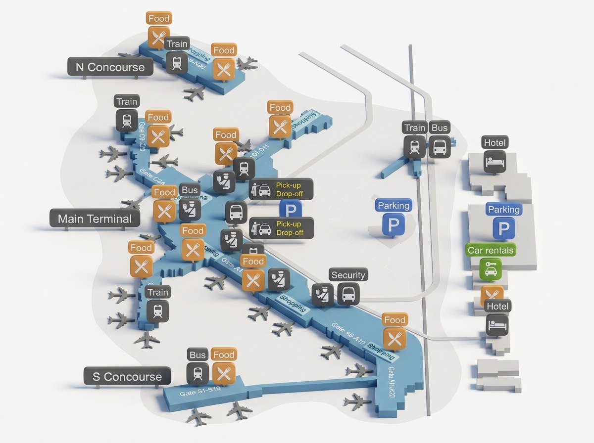 SeaTac Airport SEA terminal and concourse map
